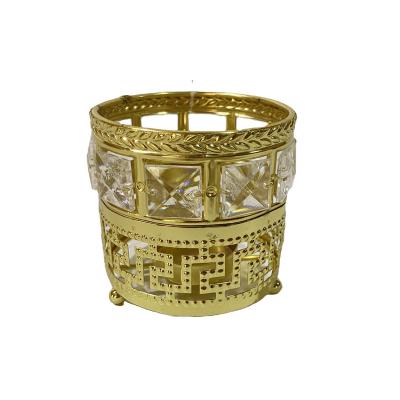 China Square Pen Cup Tools Container Golden Eyebrow Pencil Bucket Crystal Makeup Brush Organizer Storage Morden Makeup Brush Holder for sale