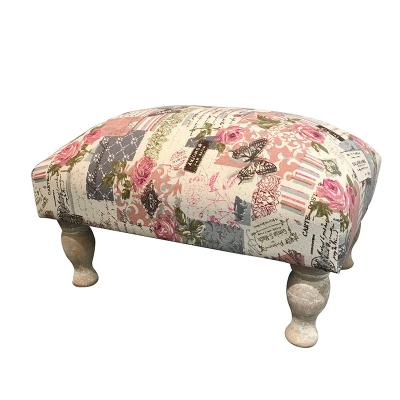 China (Other)Adjustable French Style Cushioned Ottoman Seat Upholstered Foot Stools Wooden Feet Rest Stool Sheep Stool for sale