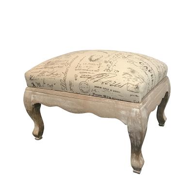China (Other)Adjustable French Style Cushioned Ottoman Seat Upholstered Foot Stools Wooden Legs Rest Stool Changing Shoe Stool for sale