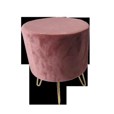 China Simple and Practical Modular Velvet Fabric Square Ottoman Stool and Round Ottoman Stool with Gold Plated Iron Feet for sale