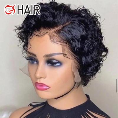 China Can be complexion & ironed & & free shipping 100% inch Bleached Remy Raw Indian Hair Short Pixie Curly Human Hair Wig Bob Wigs 8 Full Pixie Wig machine made for sale