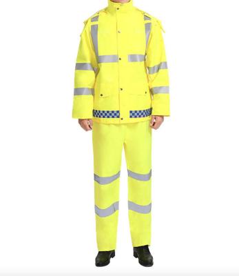 China Fluorescent Yellow Water Proof Traffic Duty Adult Split Reflective Raincoat Outdoor Patrol Station Raincoat Set for sale