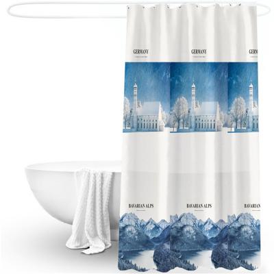 China Sustainable Factory Wholesale Polyester/Peva Bathroom Shower Curtain Custom Pattern Cotton Bath Curtain for sale