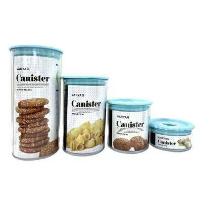 China Microwavable Kitchen Food Storage Boxes & Bins Solid Food Cookie Container Canister Silicone Round Seal Cylinder 4PCS SET for sale