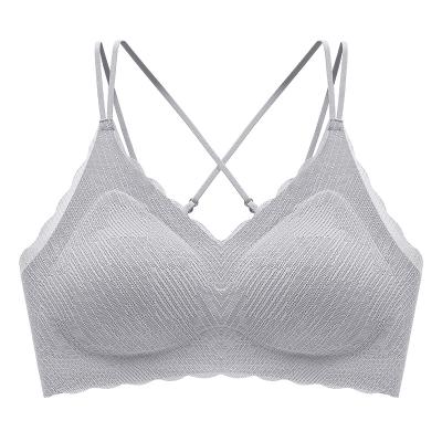 China New GN Summer Ladies High Quality Lace Women's Spandex One Piece Bra Solid Color Fixed Cup Seamless One Piece Bra for sale