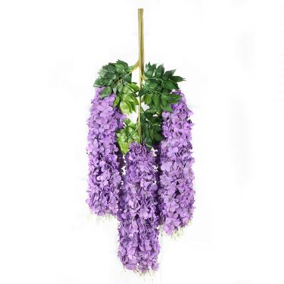 China Good Quality Minimalist Artificial Fake Plants Wall Decoration 75cm 110cm Wisteria 12pcs/Bag Hanging Flowers For Boho Home Wedding Decor for sale