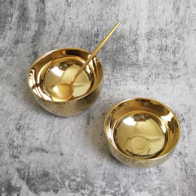 China Sustainable 18/10 Rose Gold Plated Buffet Server Silver Food Dish Salad Nut Food Display Candle Bowl For Cafeteria Catering Equipment for sale
