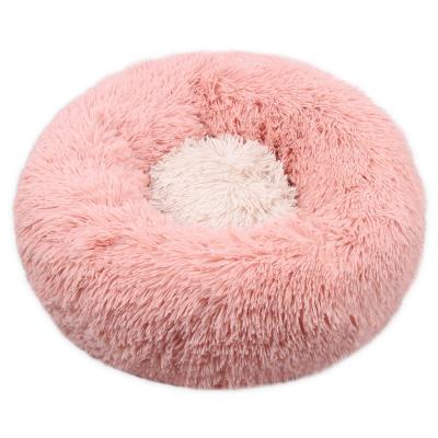 China Hot Popular Cuddler Sofa Dog Bed Cozy Soft Winter Indoor Travel Pink Plush Long House Faux Fur Pet Bed For Cat Pet for sale