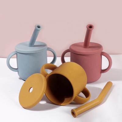 China 5oz Dishwasher Safe Portable Unbreakable BPA Free Kids Toddler Baby Training Silicone Water Drinking Sippy Cup with Straw Lid Food Bowl for sale