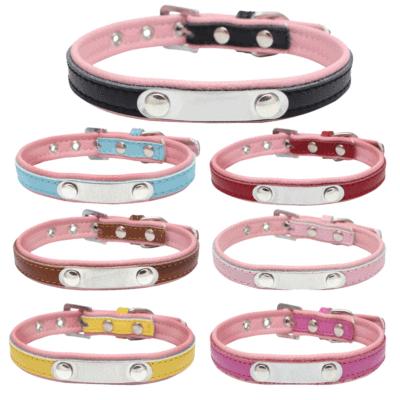 China Small Stainless Steel Anti-lost Personalized Color Dog Collar Leather Pet Hit Collar and Medium Pet Collar for sale