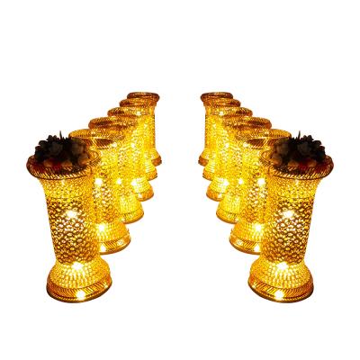 China Europe Indian Gold Metal Wedding Lighted Pillar For Wedding Decoration for sale