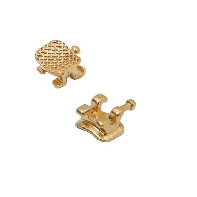 China Goldplattierte Orthodontie-Behälter Roth/MBT/Edgewise 0,022/0,018 Schlitz mit/ohne Hakenlasermarkierung/ohne Lasermarkierung zu verkaufen
