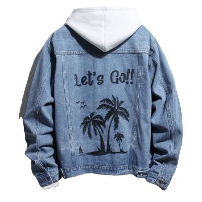 China Long breathable denim jacket for men 2021 plus size mens outdoor jackets and coats lattice boys custom made for sale