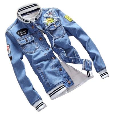 China Breathable custom boys long denim jacket for men 2021 plus size mens jackets and coats lattice badges outdoor for sale