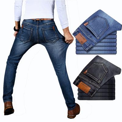 China 2021 autumn spring stretch denim pants men's straight regular jeans men's breathable smart elastic business fashion jeans plus size 28-40 for sale