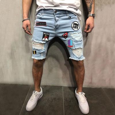 China Factory Customization Breathable China Fashion Regular Light Blue Trendy Denim Shorts Mens Jeans for sale