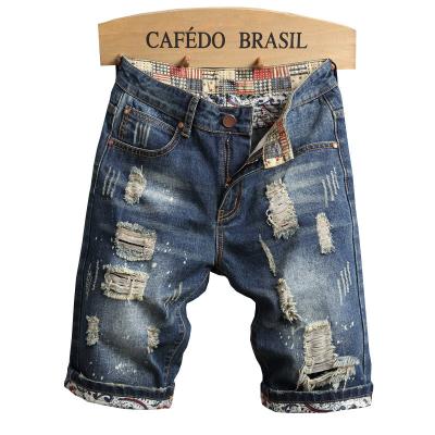 China Men's Retro Ripped Short Jeans Men's Thin Straight Five-Point New Men'S Breathable Denim Shorts for sale