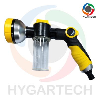 China Multifunctional Thumb Control Soap Bubble Spray Nozzle with Hose Connector for Gardening Irrigation and Car Washing for sale