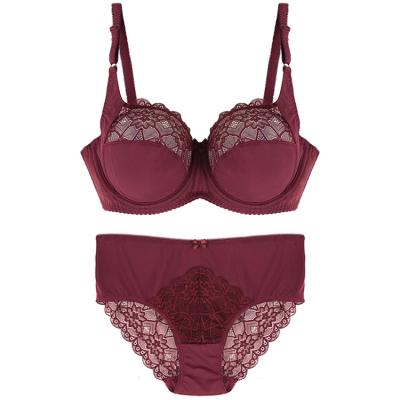 China 4-C003/P003Women's Burgundy Sexy QUICK DRY Bra L-XXXL Push Up Panties 75D-95D Set Women Underwear Set for sale