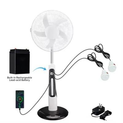 China OEM High Efficiency Home Height Adjustable Wide Angle Adjustment Outdoor Fans Home 16 Inch Solar Fan with Battery for sale