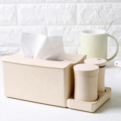 China Eco-friendly Modern Rectangular Bamboo Tissue Box Napkin Holder With Toothpick Holder Wholesale New Arrival Promotional Gift Custom Printed for sale