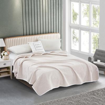 China Jacquard Coffee Color Comfortable Scuba Fabric Soft Lightweight White Cotton And Polyester Blanket for sale