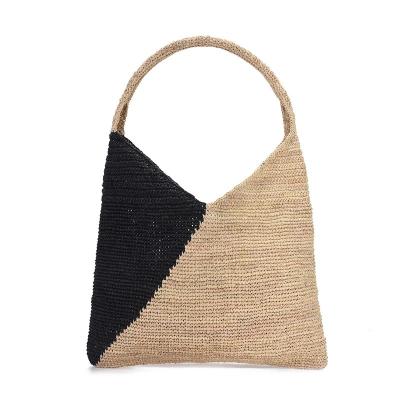 China Fashion Straw Rattan Women Tote Summer Beach Shoulder Handwoven Handwoven Handbag for sale