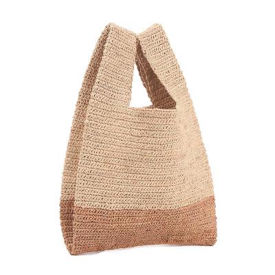 China Fashion Handwoven Women Straw Woven Tote Large Beach Shoulder Bag Handmade Weaving Handbag for sale