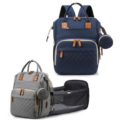 China With USB Diaper Bag Sublimation Blank Wet Backpack With Crib Changing Mat Station Folding Crib Bag Mommy Bag for sale