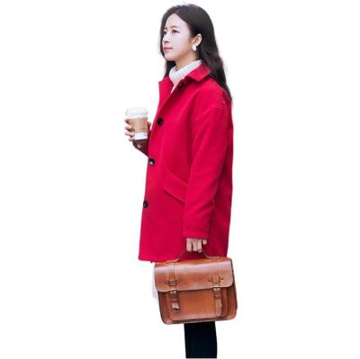 China Women's Anti-Shrink Coat Ladies' Winter Wool Blends Loose Lapel Dishonest Woolen Overcoat for sale