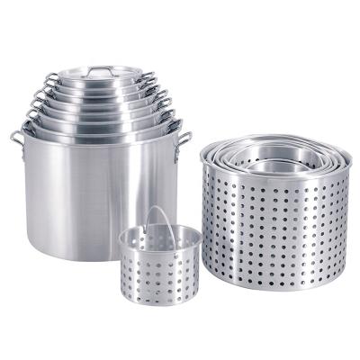 China Hot Selling 24QT Sustainable All-Purpose Aluminum Stock Pot With Steamer Basket for sale