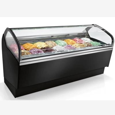 China â ¤ -22â Prosky 10 Pan Curved Gelato Ice Cream Display Showcase Glass Fridge Freezers for sale