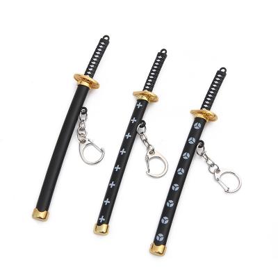 China Hot selling luxury one piece mini katana anime sword metal collection knife sound luxury key chain awesome toy for sale