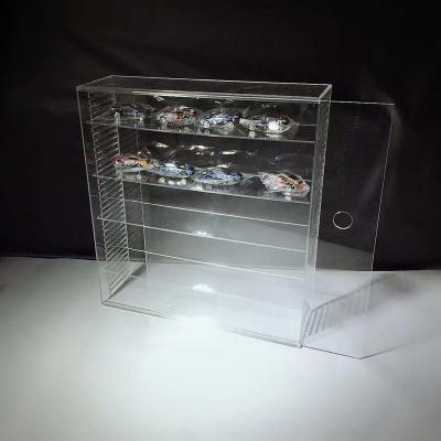 China Sliding Wall Rack Lockable Riser Stock Door Customized Acrylic Display Stand With Lockable Door for sale