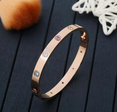 China Hot Jewelry Round Bangle Gold Color 316L Stainless Steel bracelet, Coloe Dimond Bangle for women for sale