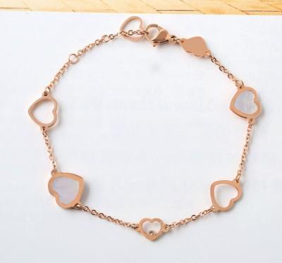 China Open Heart Bracelet for Girls Fashion Jewelry White Sheel Heart Design Bangle 18K Rose Gold Open Heart for sale