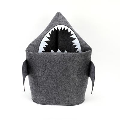 China Minimalist Make To Order Storage Bag Shark Shape Folding Felt Laundry Basket for sale