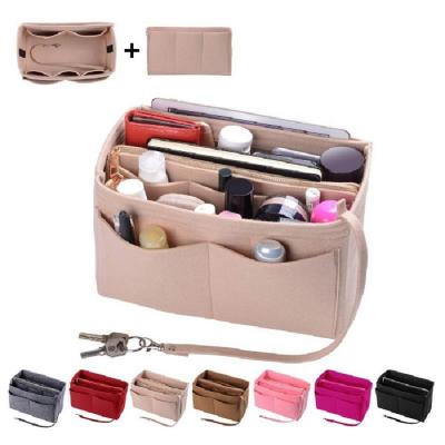 China Lady Amazon Hot Selling Felt Purse Organizer Purse and Tote Shaper Bag Organizer Insert with Zipper for sale