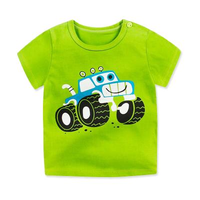 China 100% Seamless Printing Infant Girls Spun Breathable Cotton Baby T-shirt Toddler Boy Srings Short Sleeve Cotton Kids Shirt Wholesale for sale