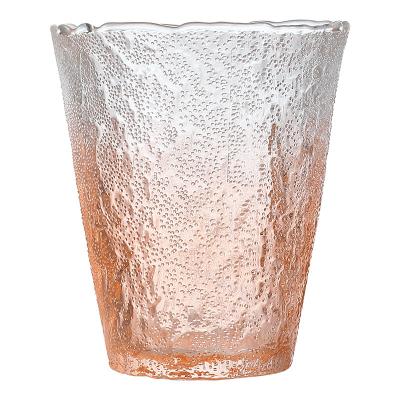China Sustainable wholesale High quality Glacier Pattern Gradient Color Thickened Glass Whiskey Glasses Wine Glass Water Cup for sale