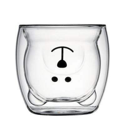 China Sustainable Supplier hot sale cartoon bear design christmas gifts coffee mug 240ml double wall insulated glasses drinking cups for sale