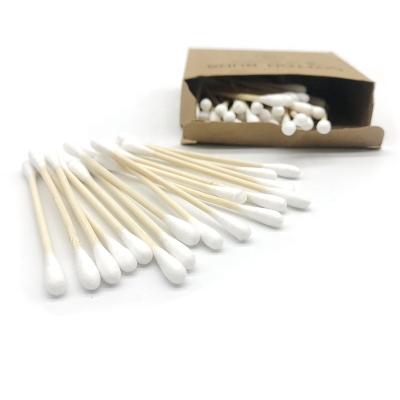 China Safety Cotton Ear Swab Biodegradable Bamboo Bamboo Makeup Remove Eye Wick Lipstick Cotton Swab In Paper Box for sale