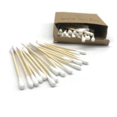 China Safety Eco-Friendly Biodegradable Bamboo Paper Stick Cotton Bud Ear Cleaning Medical Cotton Swab for sale