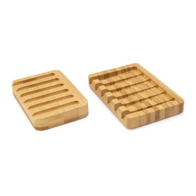 China Wholesale Custom Modern Bathroom Natural Bamboo Soap Dish Holder Square Soap Saver for sale