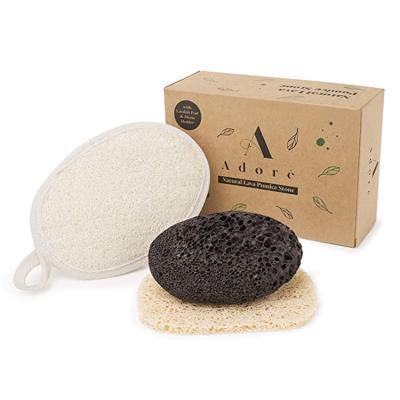 China EXFOLIATE Exfoliating Scrubber Natural Pumice Sponge Non-Slip Loofah Pad Gift Box Sets For Bath Shower for sale