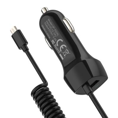 Cina Caricatore dell'automobile del telefono cellulare dell'OEM 5V 3.4A con il cavo arrotolato della primavera in vendita