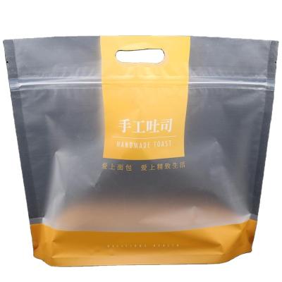 China Custom Moisture Proof Bread Packaging Bag, Hand Held Zipper Self Sealing Transparent Pastry Packaging Bag for sale