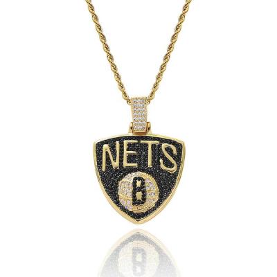 China Custom Gold Chain Pendant Men's Iced Out, Custom Basketball Net Logo Ice Pendant for sale