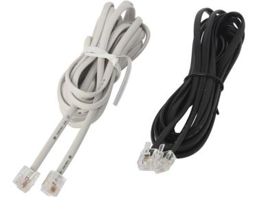 China CAT3 modulare Linie Rj11-Flecken-Kabel, 2 Paare 4 Draht-flache Telefon-Verbindungskabel- zu verkaufen