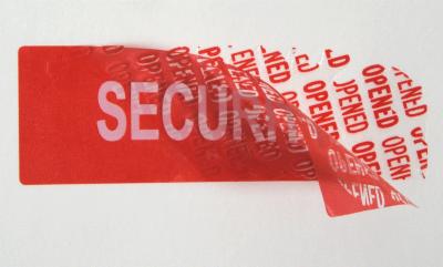 Chine Labels imprimables de degré de sécurité de carton d'aliments de préparation rapide avec le message caché OUVERT à vendre